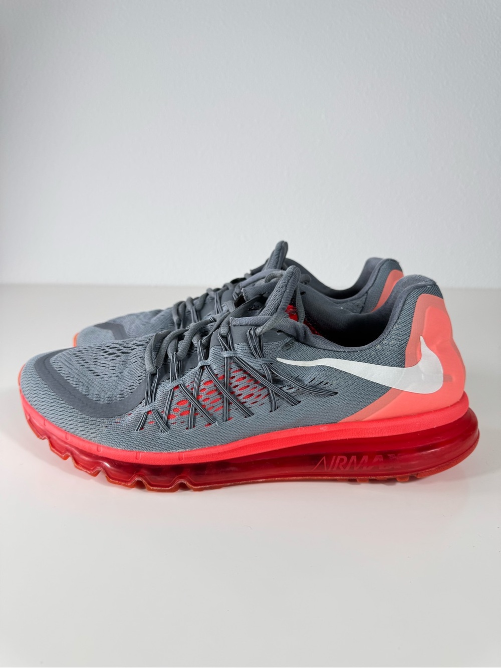 Nike Air Max 2015 Running Sneakers Cool Grey / Bright Crimson Men’s Size 13